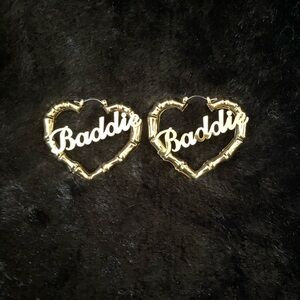 14K Gold Luxury Baddie Heart Hoop Earrings